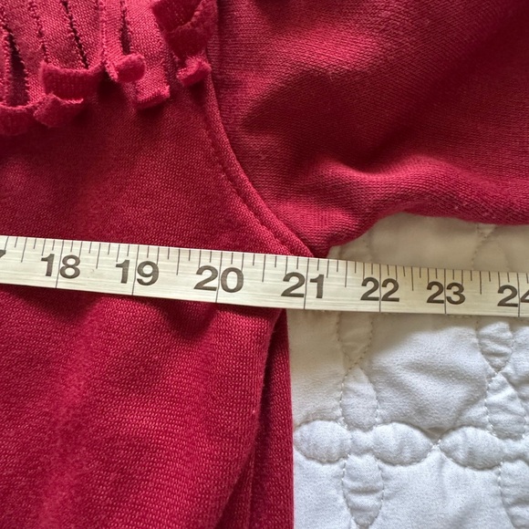 Vintage Gitano Red Aztec Fringe Collar BOHO Western Long Sleeve Sweater Size M - Picture 8 of 13